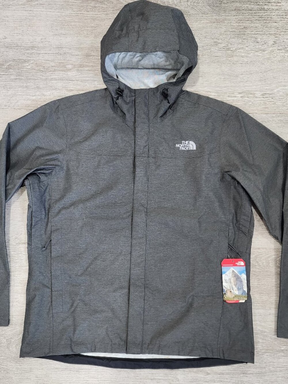 North Face Venture Rain Jacket Hooded Men's L Outdoor Gray Waterproof NWT
